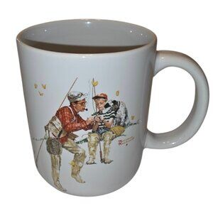 Vintage Norman Rockwell Trout Dinner Coffee Cup Tea Mug Americana